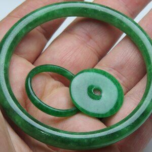 "Natural Jade bangle +   REE Jade Ring & Jade Donut 55mm "